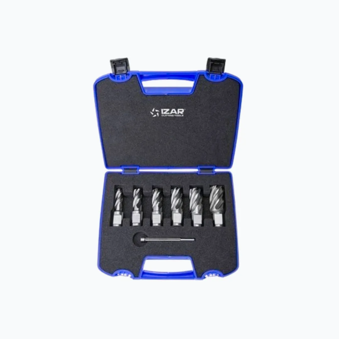 Coffret 6 fraises à carotter Weldon Izar Ø 12 à 22mm avec éjecteur