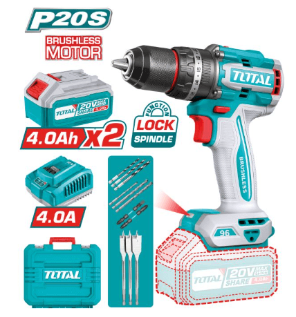 PERCEUSE À PERCUSSION Total BRUSHLESS À 2xBATTERIES 20V 4AH + CHARGEUR