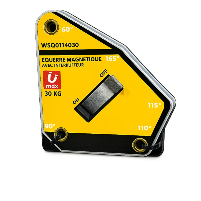 Equerre magnétique 2 angles avec bouton switch on off  force 40 kg  45° 90°